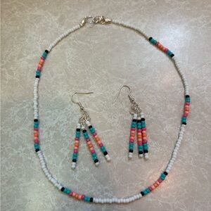 Multicolor Beaded Necklace and Earring Set